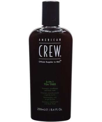 american crew 3-IN-1 TEA TREE SHAMPOO CONDITIONER BODY WASH 8.4 OZ