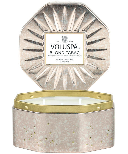 Blond Tabac 3 Wick Octagon Tin Candle 12 oz
