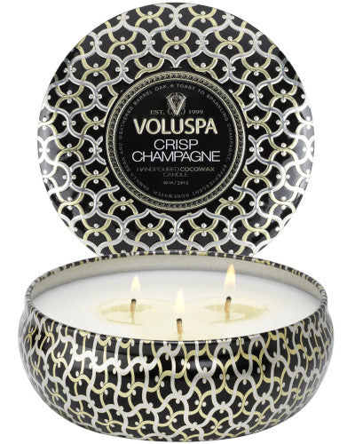 Crisp Champagne 3 Wick Tin Candle 12 oz