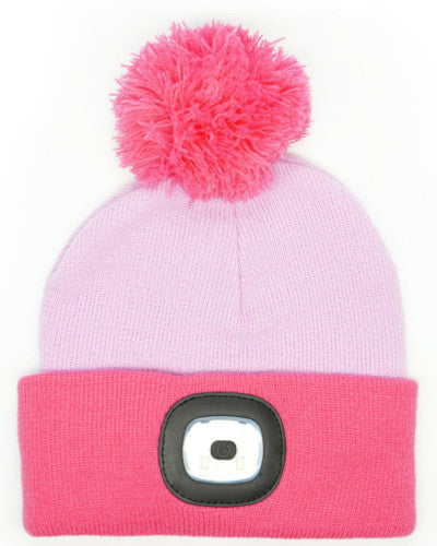 Night Scope Night Owl Kid's Rechargeable LED Pom Hat-Pink