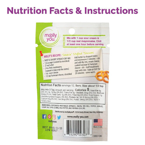 Sweet & Savory Spinach Party Dip Mix