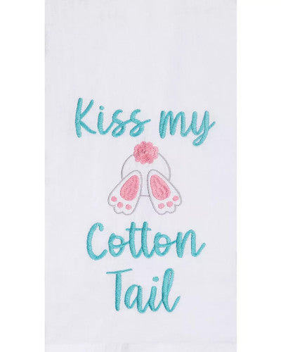 Kiss My Cotton Tail Embroidered Cotton Flour Sack