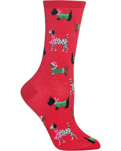 Hot Sox Women's Winter Holiday Fun Crew Socks- Christmas Dogs