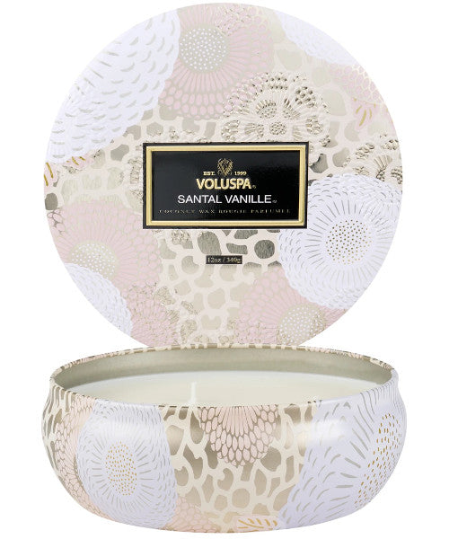 SANTAL VANILLE 3 WICK TIN CANDLE