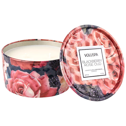 Blackberry Rose Oud 2 Wick Tin Candle 6 oz