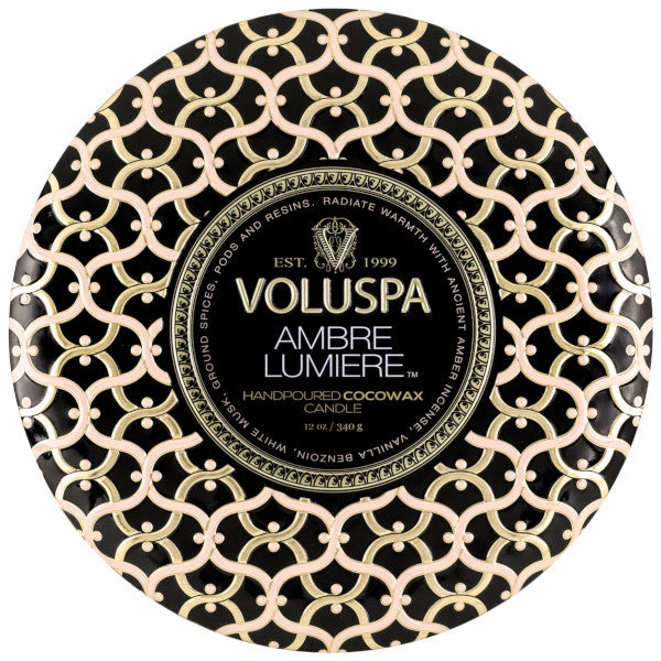 Ambre Lumiere 3 Wick TIn Candle 12 oz