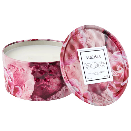 Rose Petal Ice Cream 2 Wick 6 oz Tin Candle