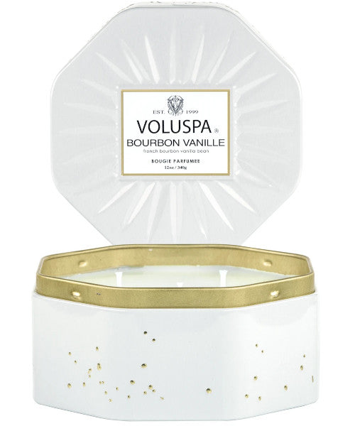 Bourbon Vanille 3 Wick Octagon Tin Candle 12 oz
