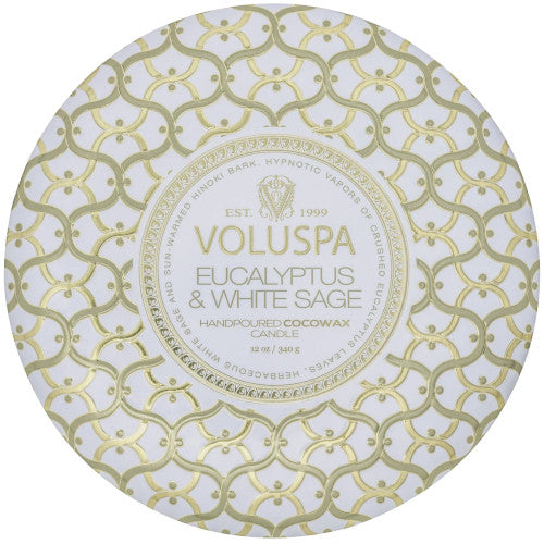 Eucalyptus & White Sage 3 Wick Tin Candle 12 oz