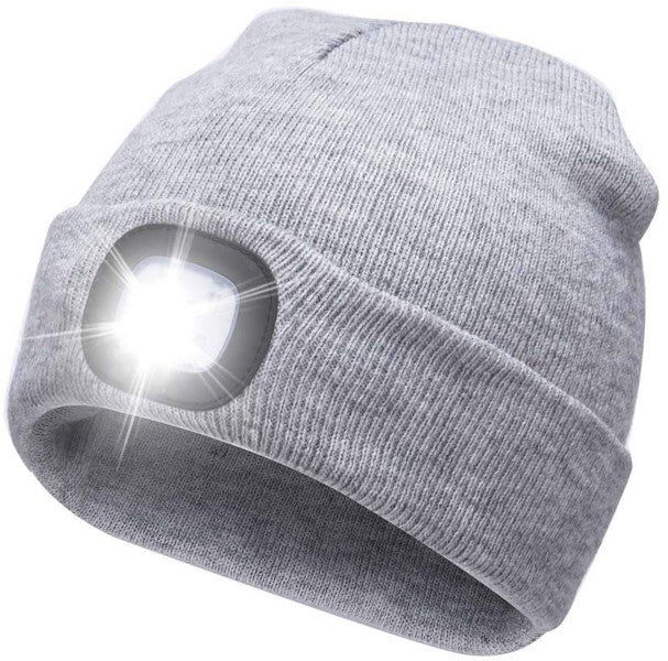Women's Night Scope Rechargeable LED Beanie-Gray