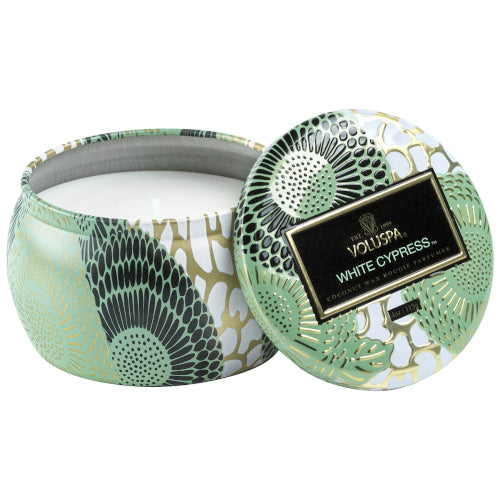 White Cypress Petite Tin Candle