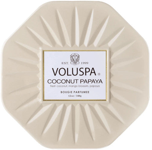 Coconut Papaya 3 Wick Octagon Tin Candle 12 oz